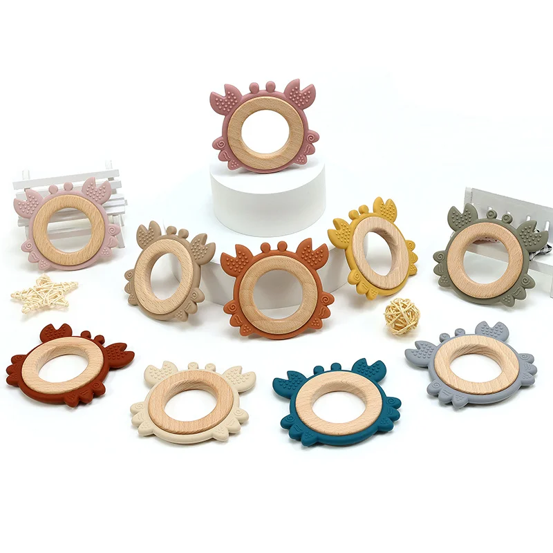 1PC Wooden Ring Teether Toy Food Grade Wood Ring Weaning Molars Baby Toy Healthy Rodent Portable Chewing Baby Accessories