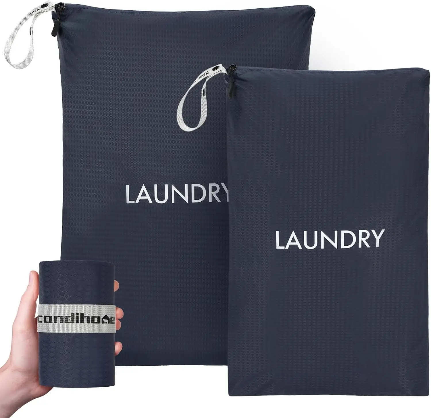 

Travel Laundry Bag (2 Pcs - Large + Small) - Foldable Waterproof Washable Wet Dry Bag for Gym, Swimming, Yoga, and Workout Perfe
