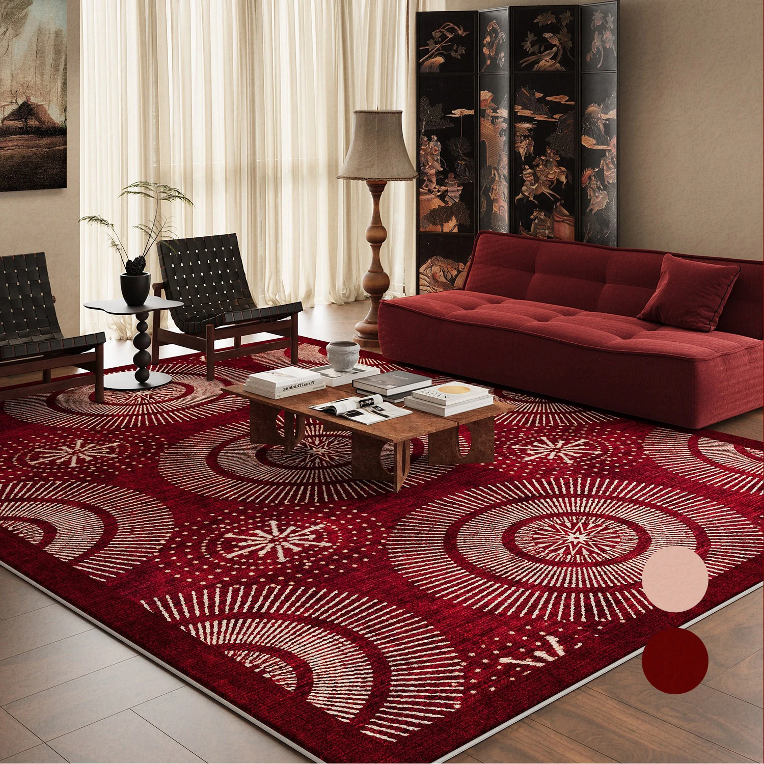 Retro Large AreaRug for Living Room Mid-century Modern Bedroom Carpet Soft Light Luxury Floor Mat Alfombra Para Salón שטיח לסלון