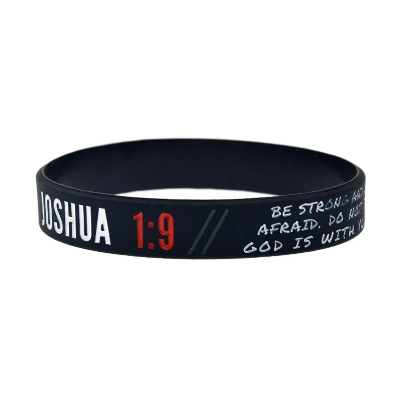 50 Stück JOHN 3:16 JOSHUA 1:9 PHIL 4:13 ROMANS 12:2 Silikon-Armband Christliches Bibel-Armband mit geprägtem/gedrucktem Logo – Detail 2