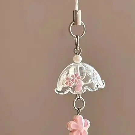 Transparent Keychain Cute Wind Chime Pendant Keyring Mobile Phone Lanyard Kawaii Bag Decorative Accessories Home Decorations