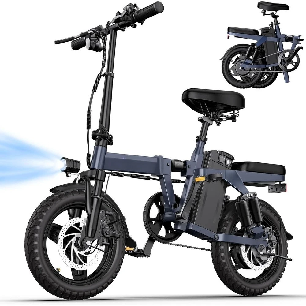 

EBike для взрослых, 14-дюймовый складной электронный велосипед для взрослых с двигателем мощностью 500 Вт, 20 миль в час, дальность действия 28 миль, усовершенствованная 9-точечная подвеска и двойной дисковый тормоз, Re