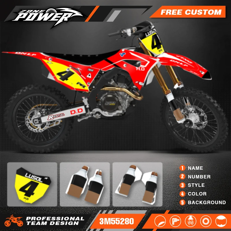 

Наборы наклеек с графическими наклейками для мотоцикла Powerzone для Honda CRF450R 2017-2020 CRF250 CRF250R 2018-2021, номер имени, на заказ 35