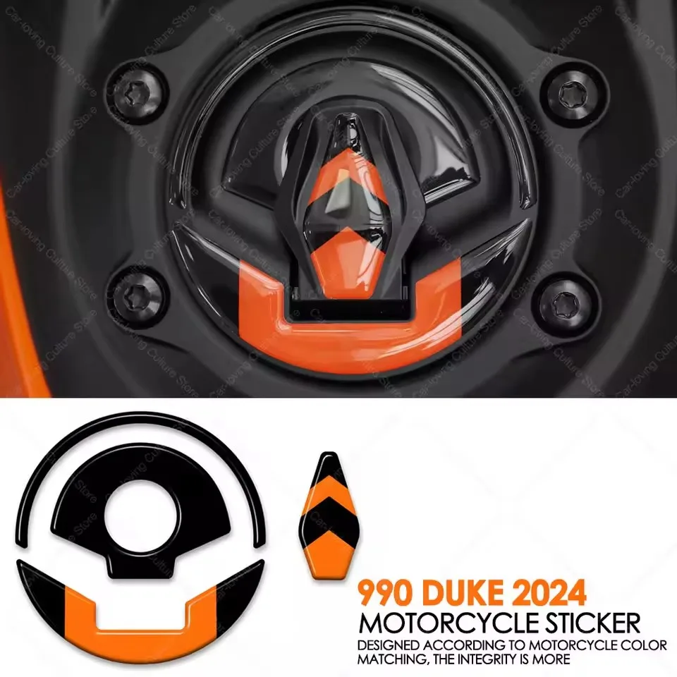 

For 990 Duke 990Duke 2024 Motorcycle Accessories Motorcycle Fuel Tank Cap Sticker Protector 3D Resin Sticker