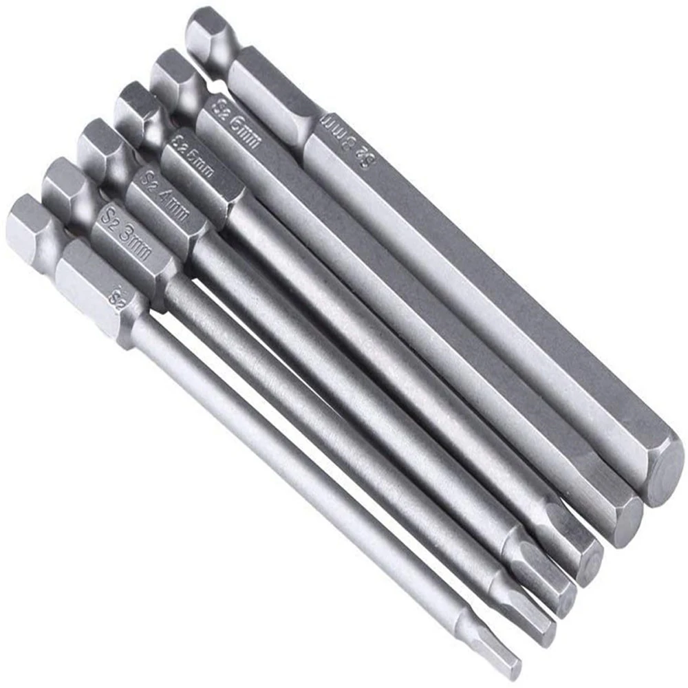 100mm 8 stücke Hex Kopf Inbusschlüssel Bohrer Set SAE Metric Allen Elektrische Sechskant Bit Schraubendreher Buchse Bit Power werkzeug Teile – Detail 6