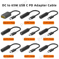 DC to USB C PD 65W Fast Charging Cable Adapter Converter Type C PD Power Jack Connector for MacBook Lenovo Samsung Huawei