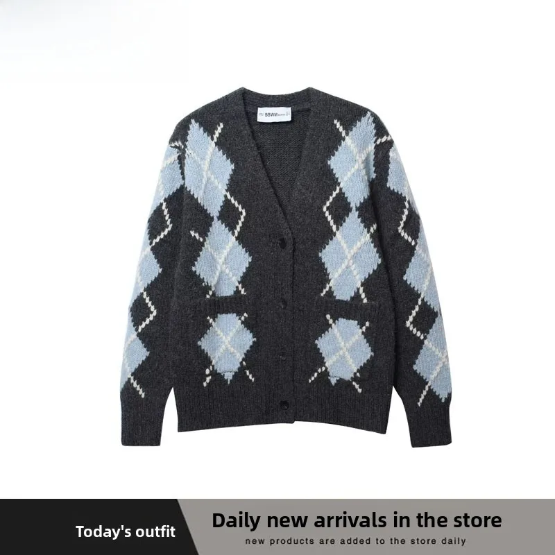 Faionable верхняя одежда с ромбовидным узором, женская одежда ZR Sle, новое осенне-зимнее длинное пальто из полиэфирного волокна Sve V-Ne