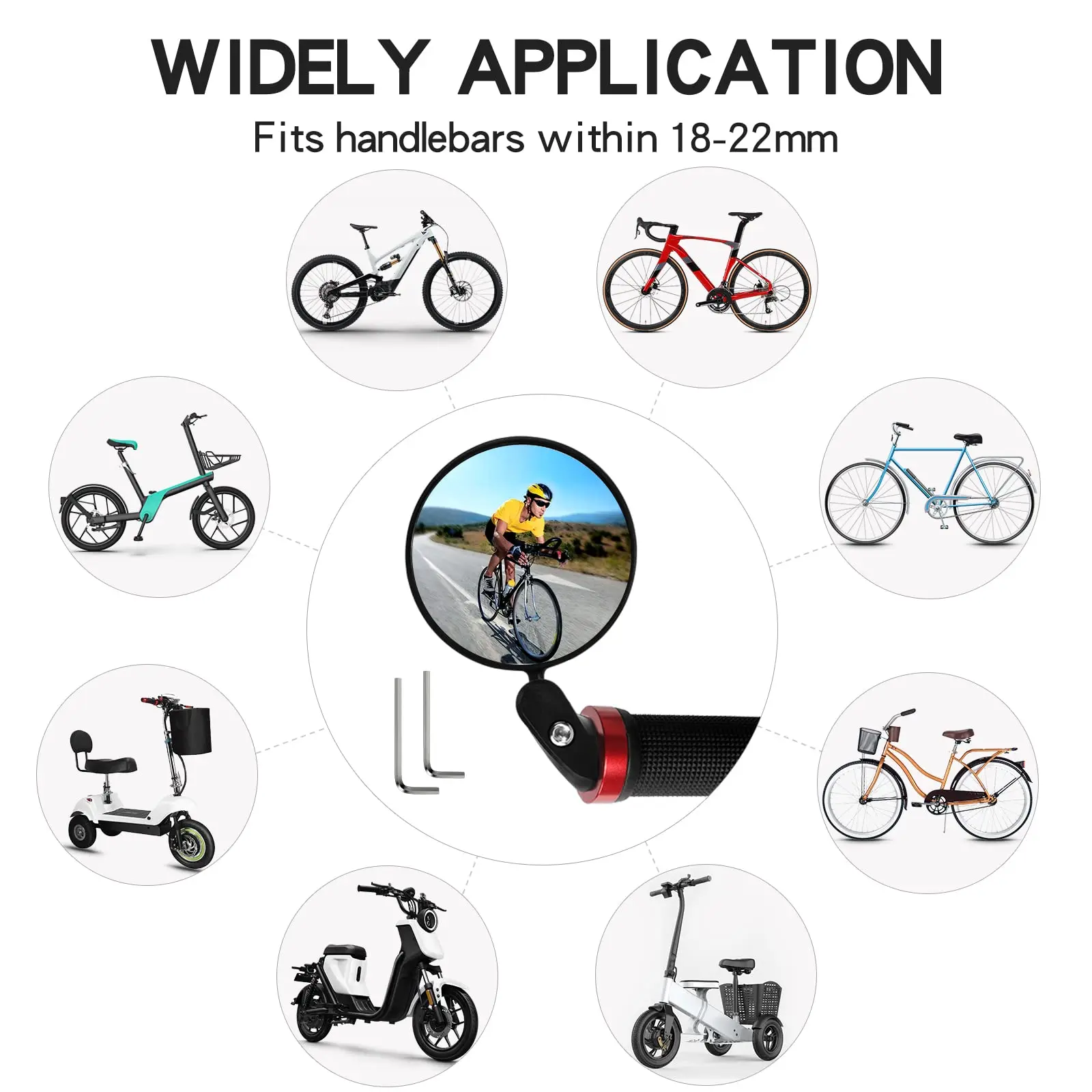 DOMEN Fahrrad Weitwinkel Rückspiegel Fahrrad 360° ° Drehen Sie den verstellbaren Spiegel MTB-Fahrradlenker Rückspiegel Fahrradzubehör – Detail 2