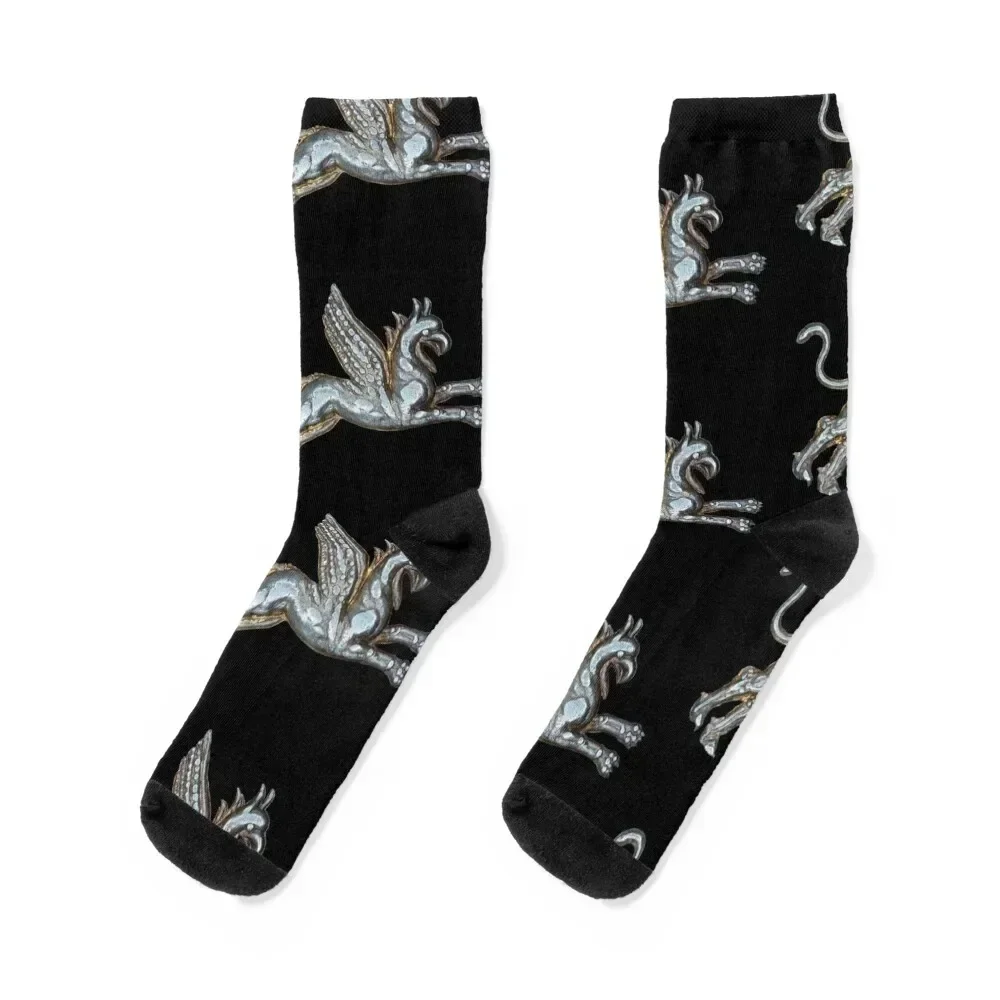 Leaping Griffin from 79 BC Denarius Socks Novelties Lots funny sock Socks For Man Women's