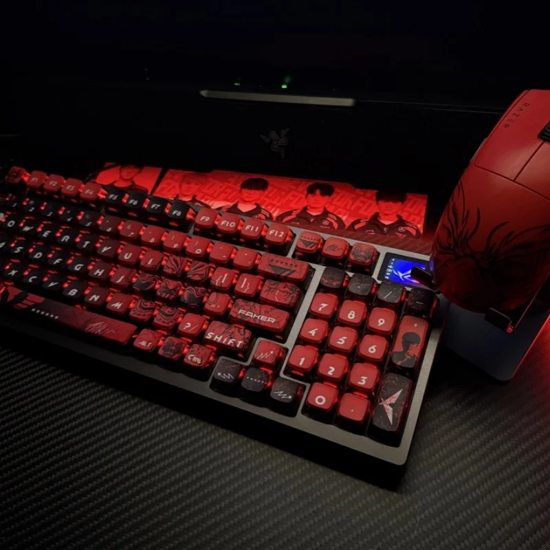 Faker Great Demon King Keycaps Four Sides Transparent LoL Thermally Sublimated Pbt Material Mechanical Keyboard Pudding Keycaps view 6