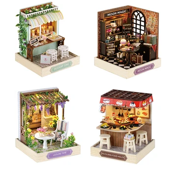 Wooden Miniature Doll House DIY Handmade Assembly Model Building Kit With Dust Cover 3D…