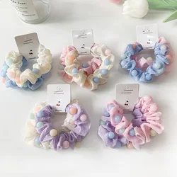 10Pcs/Lot Children Hair Accessories Beads Mesh Pin Elastic Hair Band Small Head Rope Candy Color Circle Headwear Girls Headdress