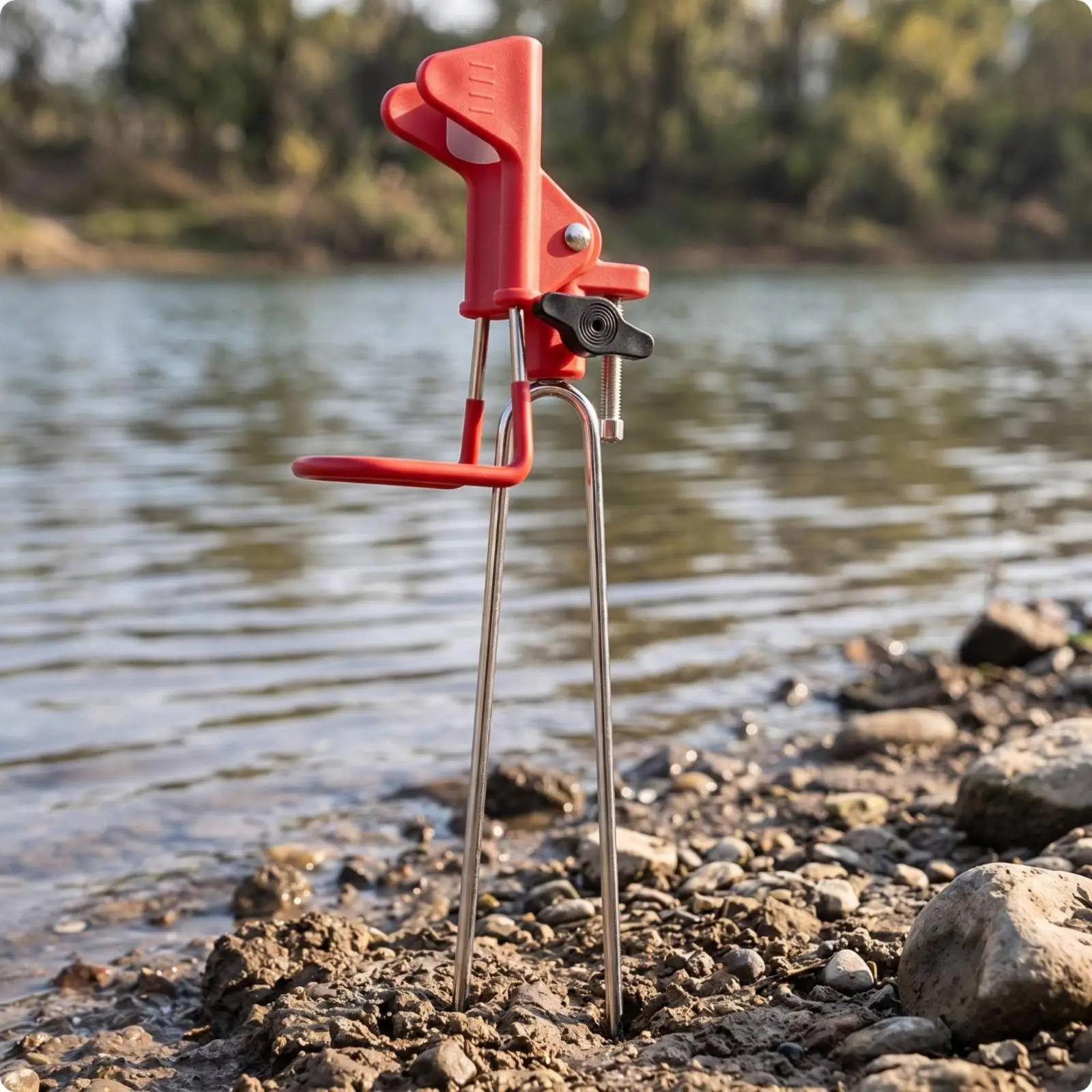 Ground Insert Fishing Rod Stand with Adjustable Knob and Steel Bracket for Carp Sea Beach Fishing Support