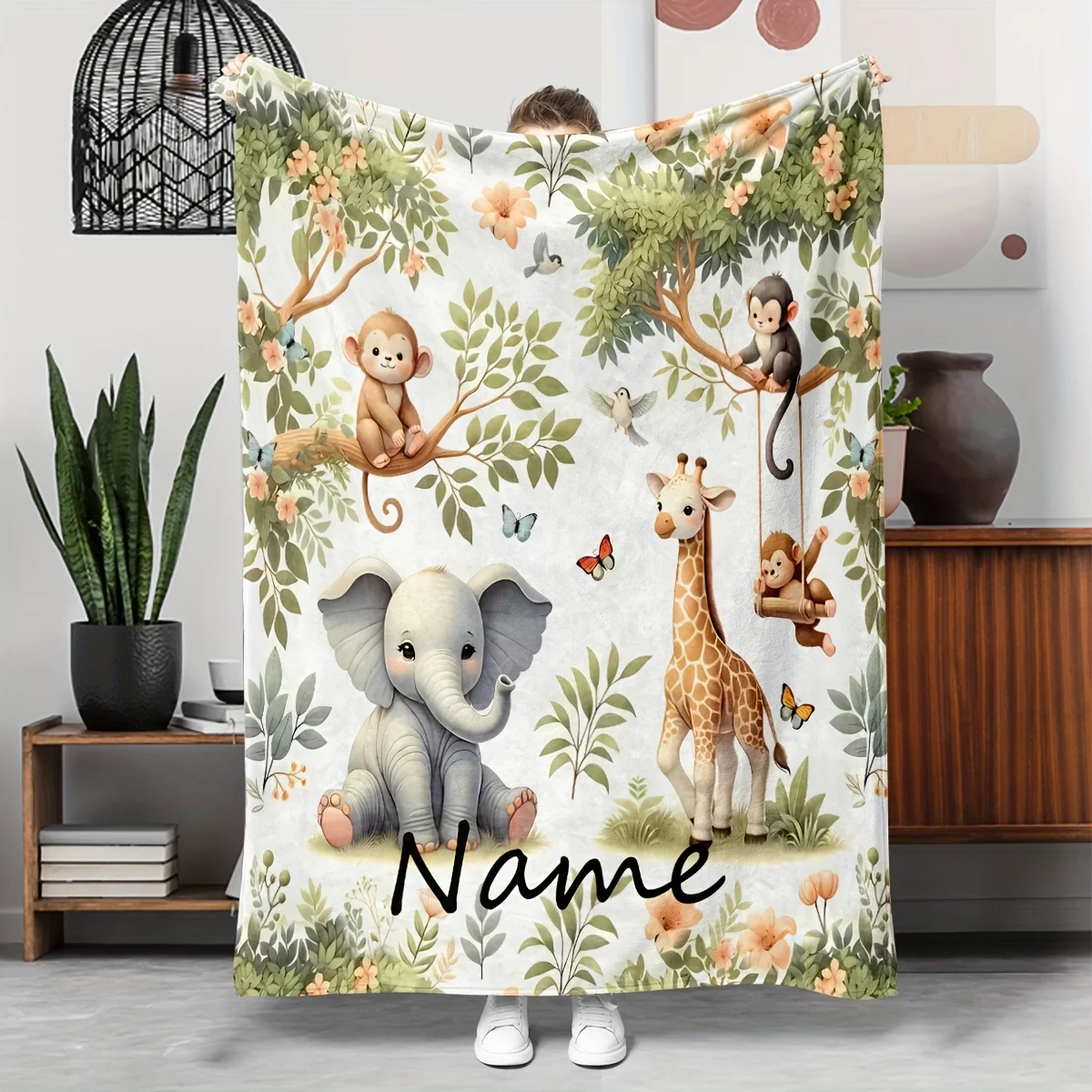 2026 Neu: 1 Stück personalisierte Flanelldecke mit Wasserbüffelmotiv, geeignet als Geschenk für Jungen und Mädchen, perfekt für Outdoor-Camping