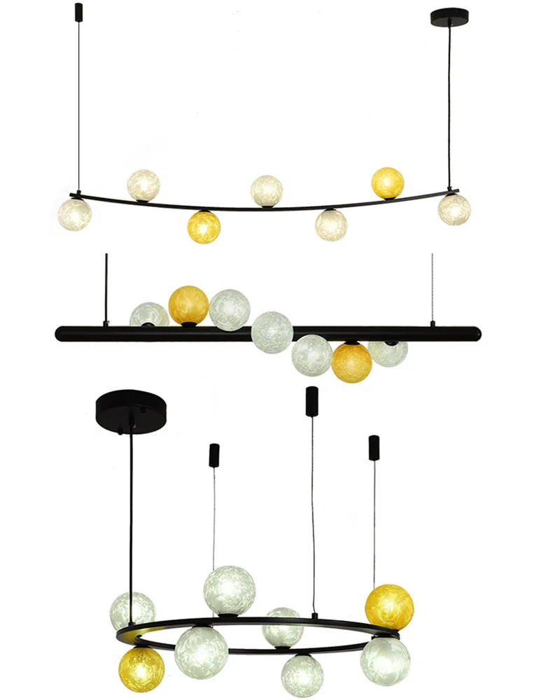 

Современные белые, желтые стеклянные шары 0907, люстры, элегантные светодиодные светильники G9 с регулируемой яркостью для гостиной, столовой