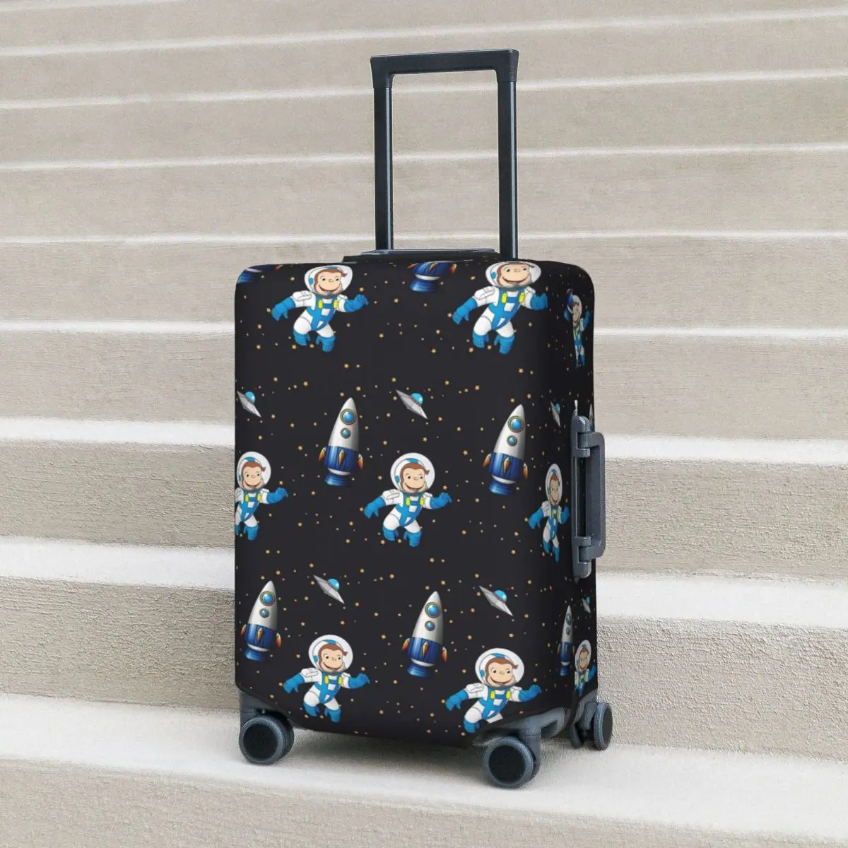 George The Curious Monkey Astronaut Cartoon Valigia Cover Protezione Elastica Viaggio Bagagli Coperture protettive per 18-32 pollici