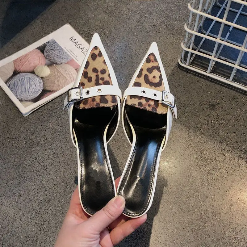 

Весна 2026: Женские уличные мюли с леопардовым принтом, закрытым носком, стильные, с острым носком, на тонком каблуке, в корейском стиле, универсальные, 6 см