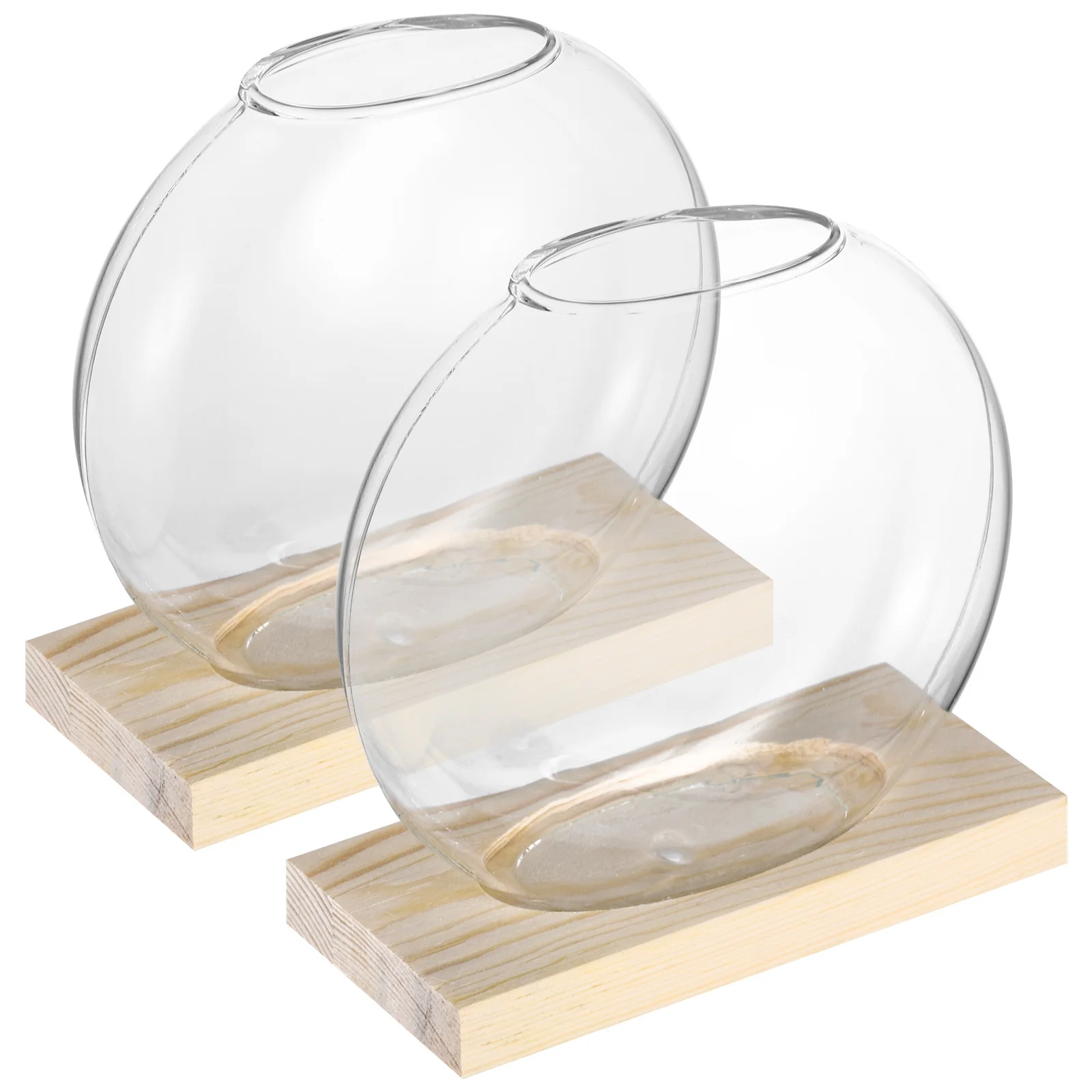 

2Sets Clear Glass Vase Small Plant Terrarium Home Decor Creative Artistic Design Simple Style Plant Propagation Terrariums