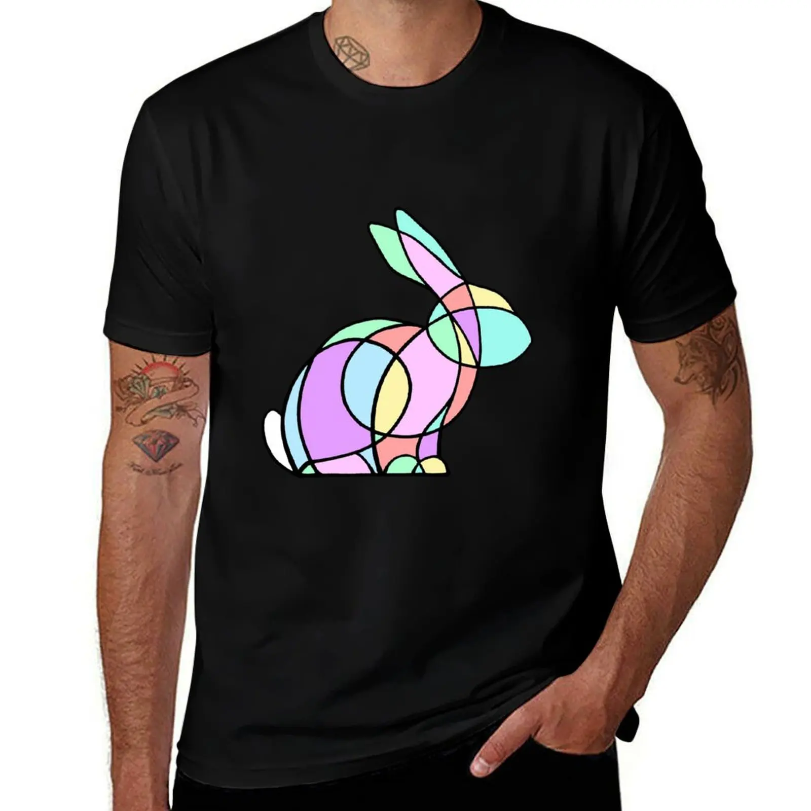 

Rainbow stained glass rabbit T-Shirt Minimal Art Print T-Shirt