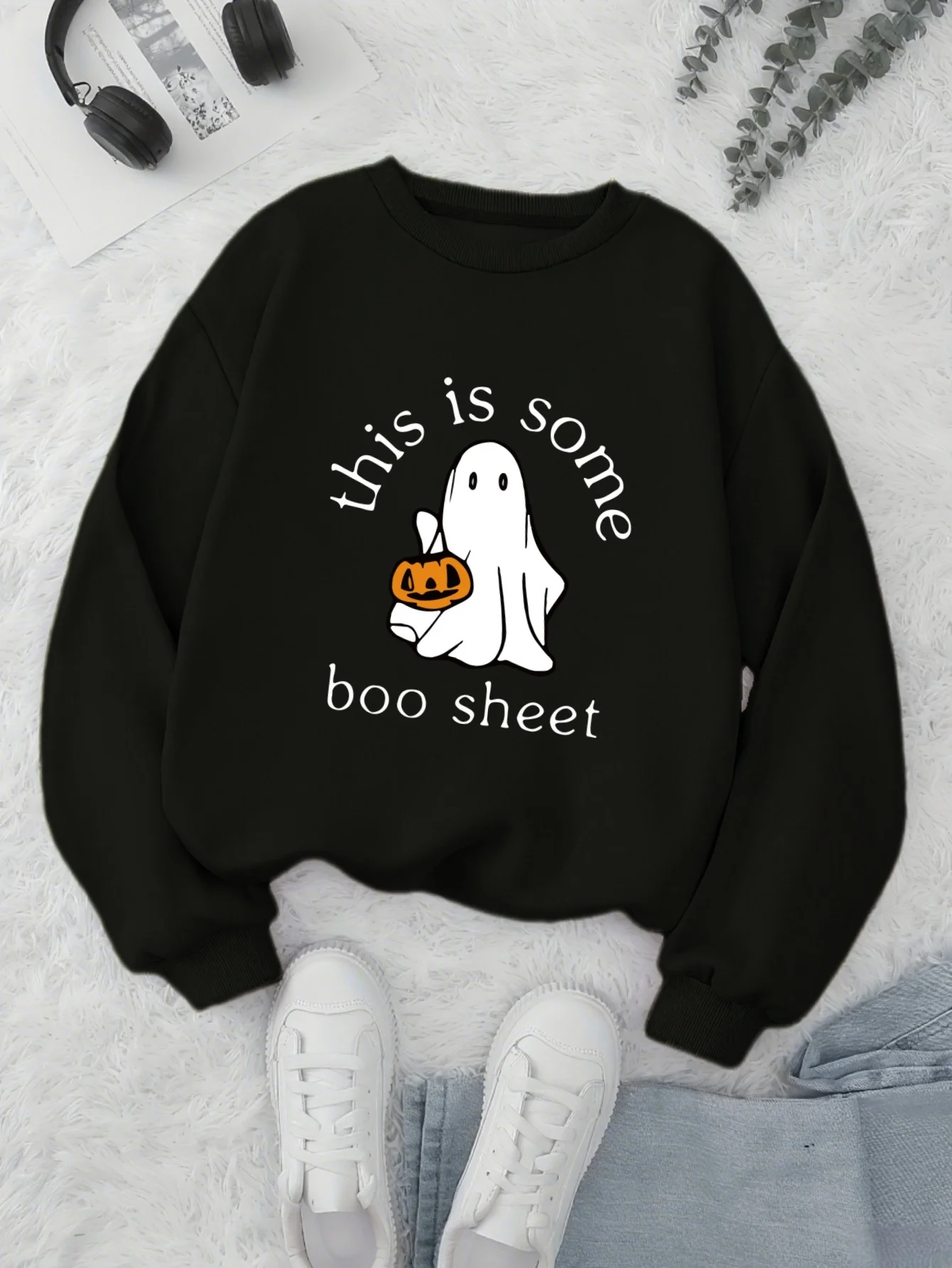 

Halloween Sheets Kid Graphic Printing Autumn and Winter Cotton Men's and Women's Sweatshirts Outdoor Sports Casual Fashion Trend