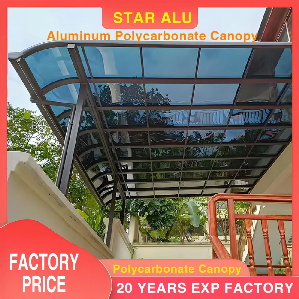 Factory Supply Alu Window Shed & Carport – Polycarbonate Roof with Color Choices – Multi-Use for Garage, Terrace, or Pavilion