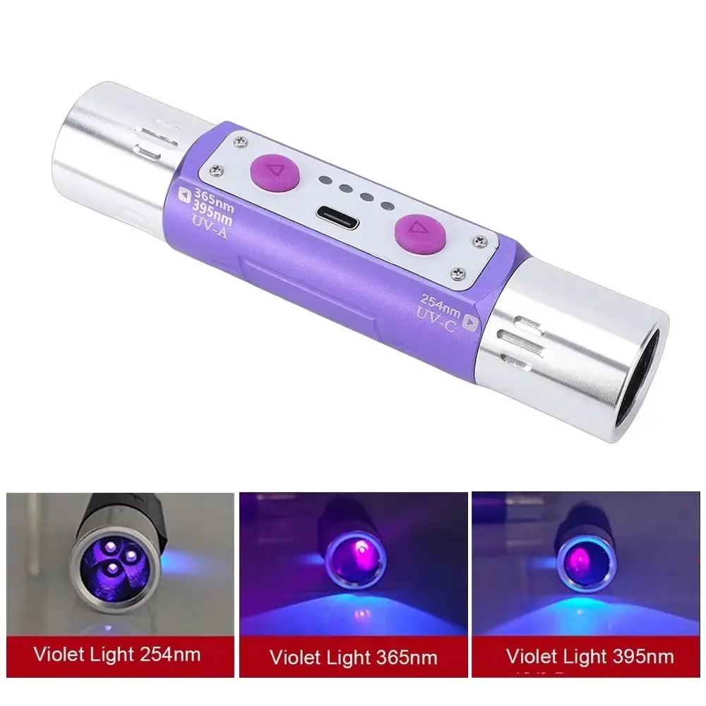 UVA Longwave UV Flashlight 254nm Shortwave Blacklight LED Flashlight LED 395nm UV Flashlight Lamps Phosphor Detector
