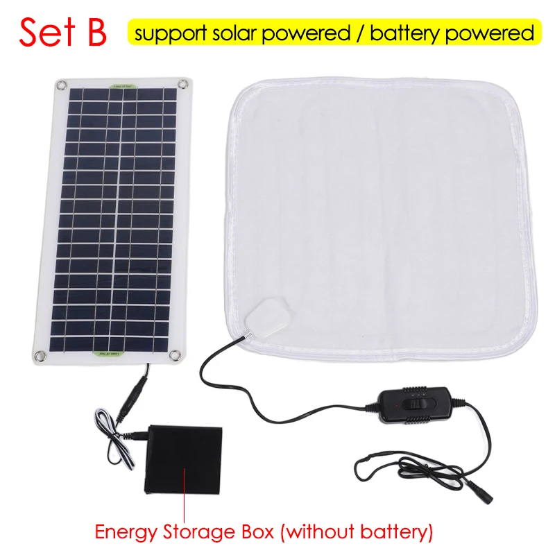 Mono-polycrystalline Silicon Solar Electric Blanket 12V 50W Pet Heating Pad Winter Cat Dog Warmer Heater with Energy Storage Box