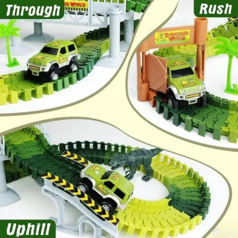 Ultimate Dinosaur 360 Track Set New DIY Assembly Jurassic Dinosaur Track Set Electric Dinosaur Track Car Toy Set