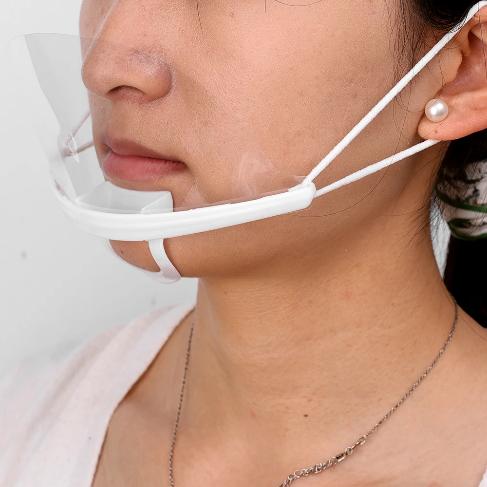 Hygiene Mouth Shield Transparent Mouth Shield Beauty Chef Waiter Protective Mask Reusable Visible Splash Proof Mask Mouth Cover