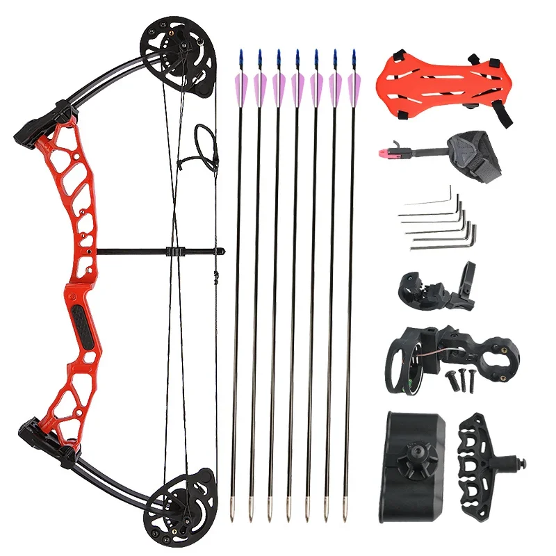 Adjustable Archery Bow and Arrow Shooting Draw Weight 16-28 Pounds Children's Practice Compound Bow Archery Set