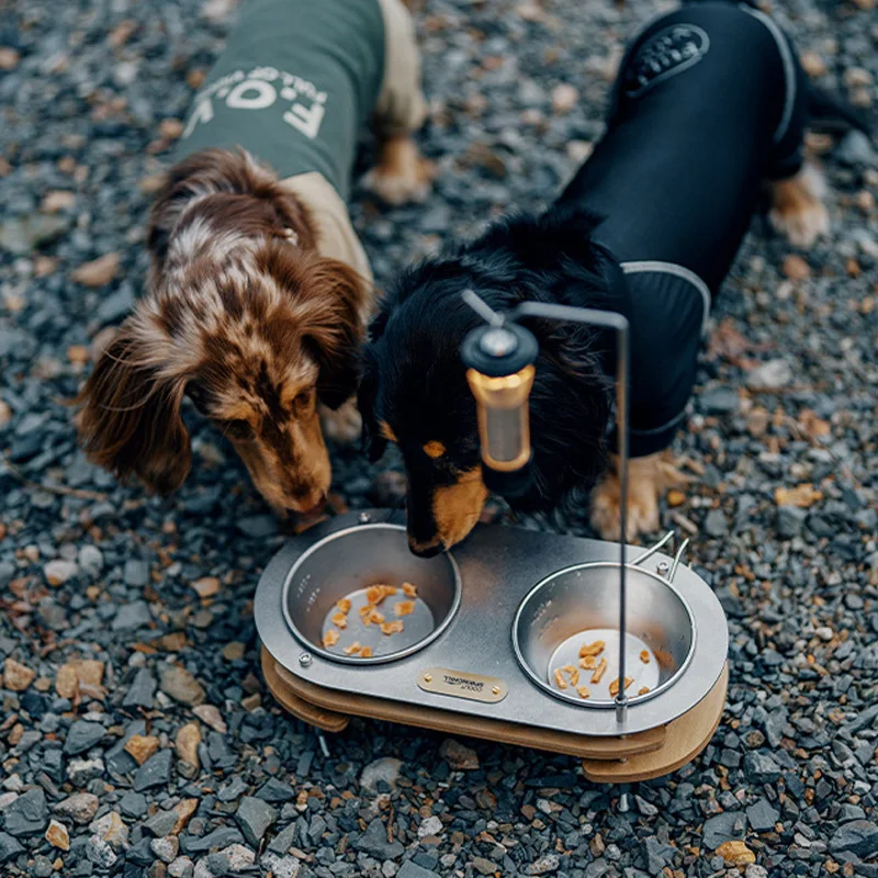 

GooutSpringhill Pet Food Bowl Outdoor Stainless Steel Pet Bowl Multi-mode Adjustable Neck Guard Design Anti Knock Over Camping