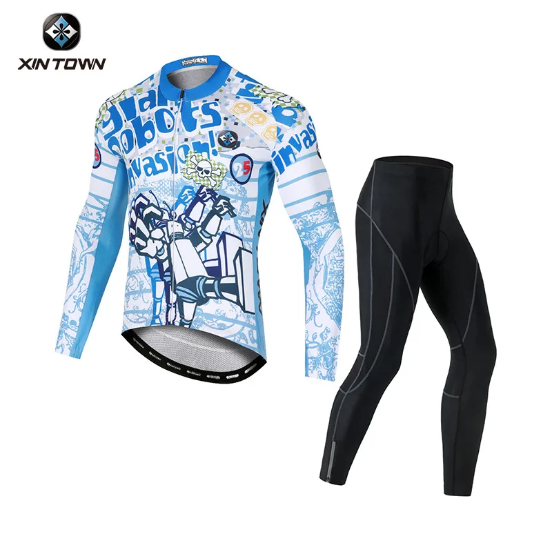

XINTOWN Новый летний велосипедный костюм с длинными рукавами, мужской комплект одежды для велогонок