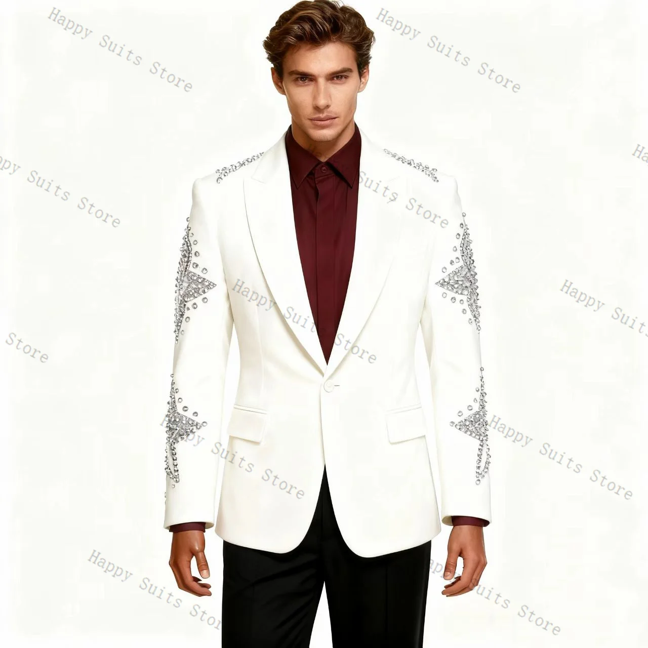 Burgunderroter Samt-Herrenanzug-Set, 2-teilig, Blazer + Baumwollhose, Hose, formeller Büromantel, Hochzeit, Smoking, individuelle Jacke, Outfit