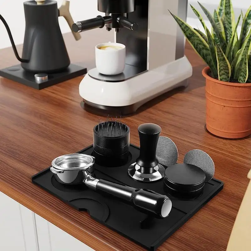 

Coffee Tamper Station Silicone Food Grade Pad Anti slip Accessory Mat Counter Tamping Mat For Tea Room Kitchen Table Bakery Bar