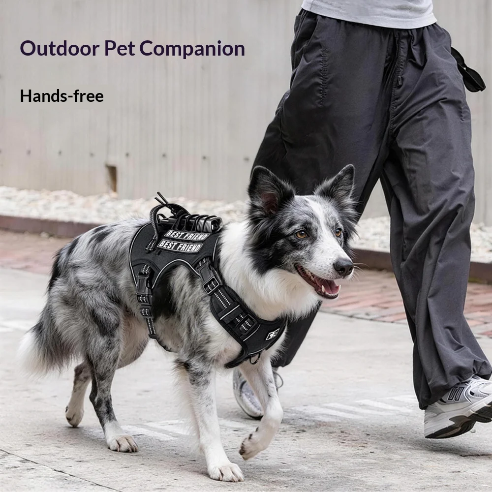 

Tactical No-Pull Dog Harness for Medium Large Dogs Reflective Adjustable Outdoor Dog Vest Durable Training Harness