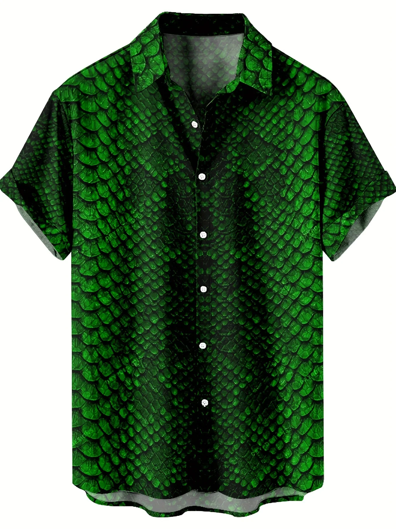 Streetwear Shirts Khaki Black Snake Skin Animal Texture Printed Loose Casual Short Sleeve Lapel Tops Men Clothes