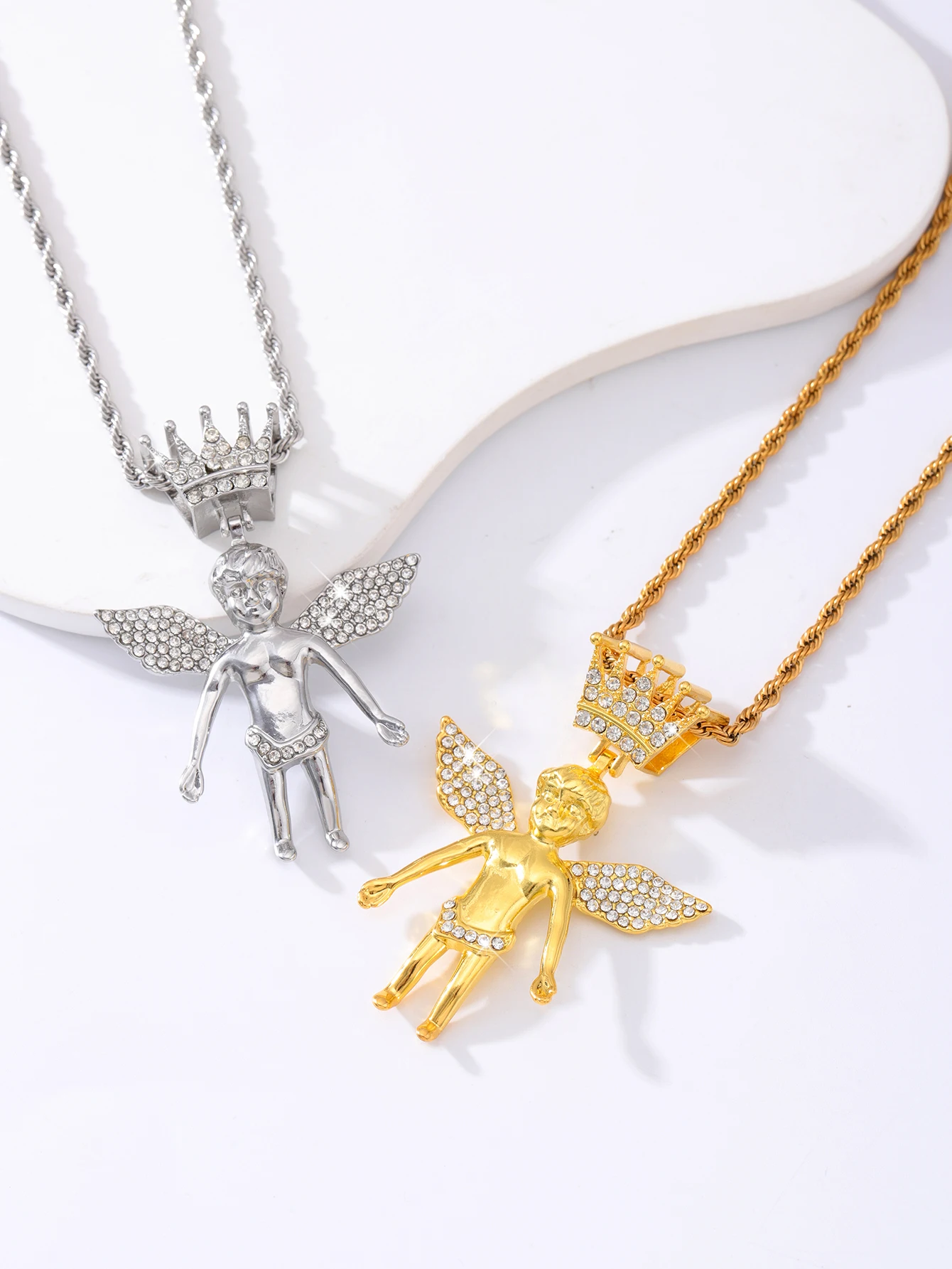 

Crafting an angel pendant halterneck necklace, hip-hop trendy jewelry, unisex for everyday wear