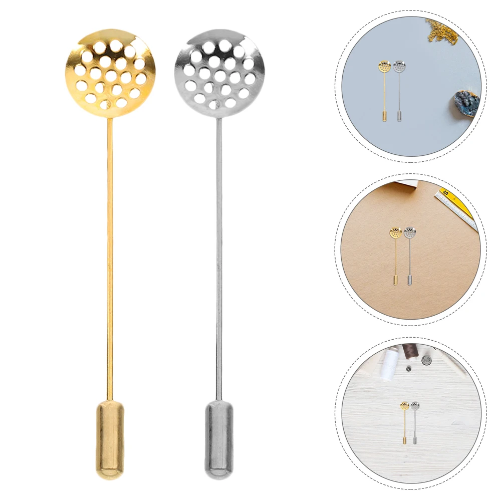 20pcs Round Tray Brooch Pins Blank Lapel Pin Stick Flower Corsage Fastener Wedding Bride Accessories Business Buttonhole