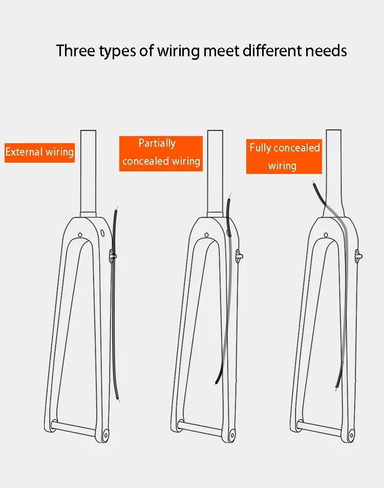 TOSEEK شوكة أمامية للدراجة من ألياف الكربون بالكامل لـ 32C أقصى عرض الإطارات لقناة العمود الفقري أنبوب مستقيم مادة خفيفة الوزن