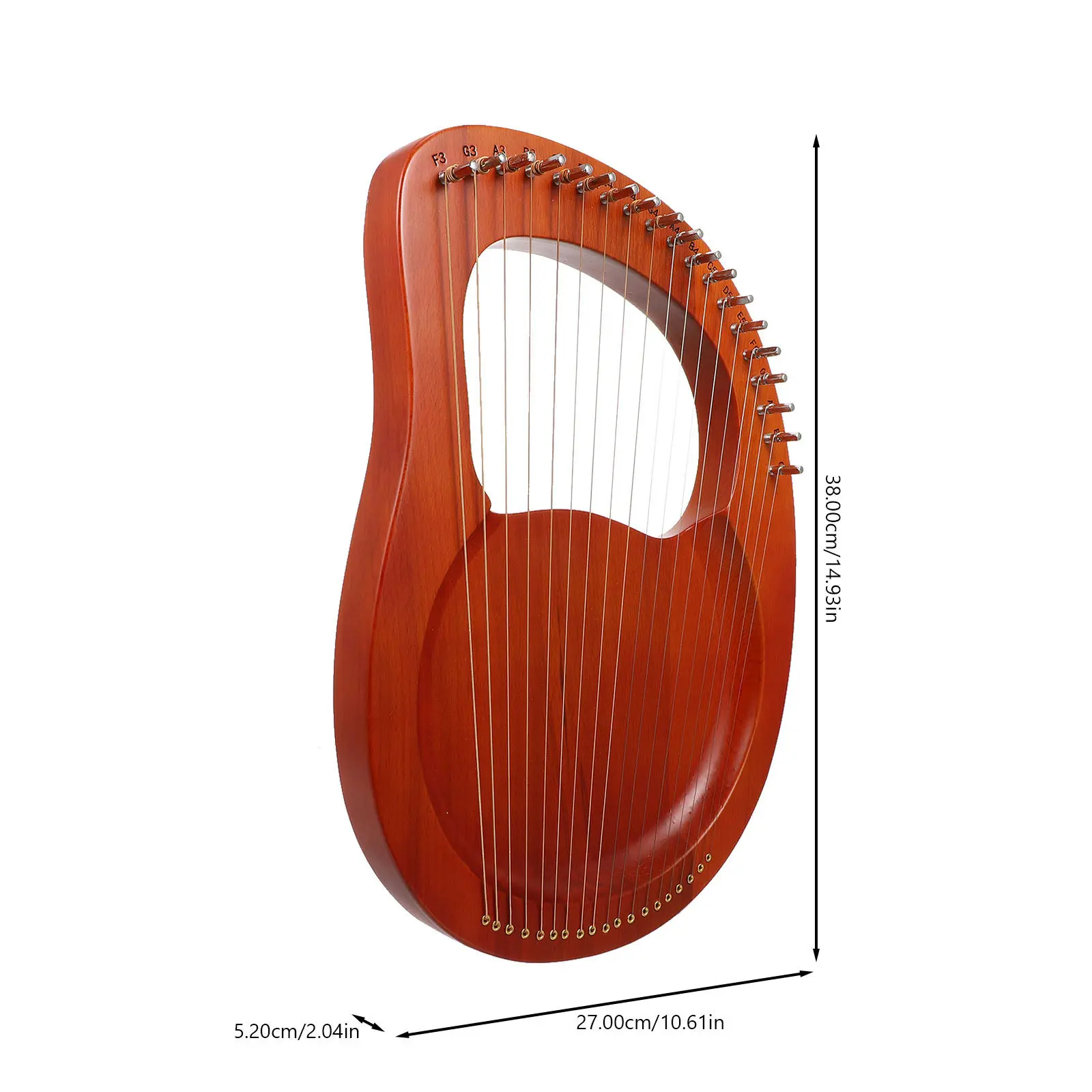 1Set Compact Wood Lyre Harp 19 Strings Handheld String Instrument Portable Solid Wood Harp Relaxing Musical Instrument