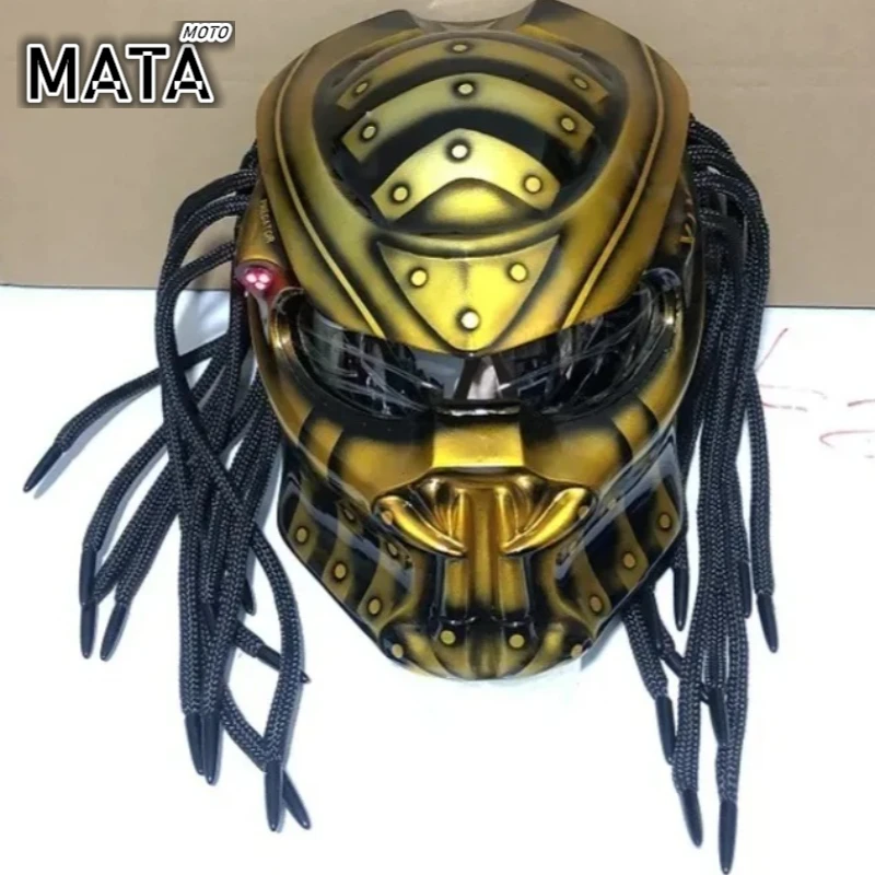 Hot DOT ECE CertifiedRacing Full Coverage of Carbon Fiber Predator Helmet, Motorcycle Retro Motorcycle Cool Full Helmet