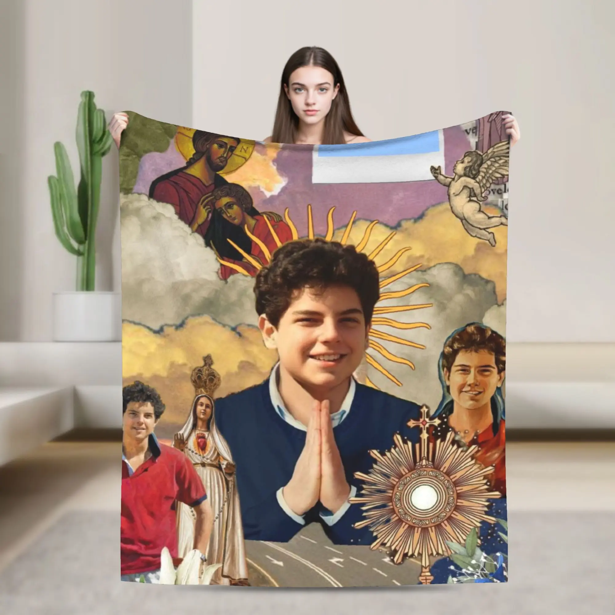 

Одеяло Saint Carlo Acutis для дивана, мягкое уютное плюшевое одеяло 50x60 дюймов, покрывало разных размеров на все сезоны