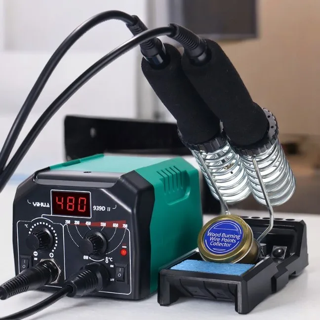 

YIHUA 939D-II Adjust Temperature Electric Soldering Iron Station Dual Carving Pyrography Pen Wood Embossing Burning Tool