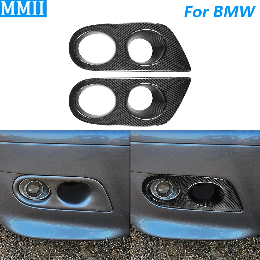 

For BMW 3 Series E46 M3 Coupe 2001-2006 Real Dry Carbon Fiber Front Bumper Fog Kight Air Intake Panel Cover Trim Car Accessories