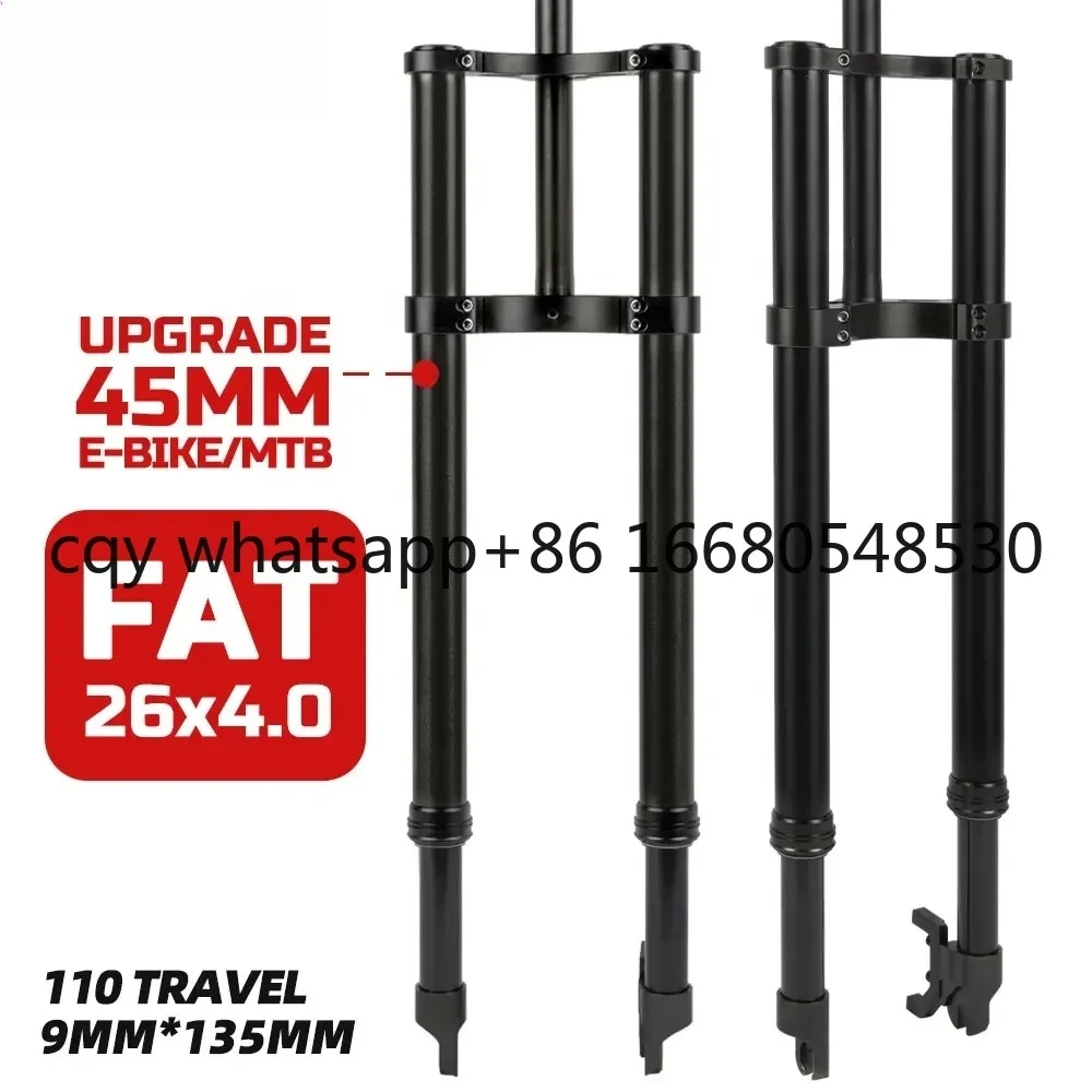 AD HIMALO Double Crown Spring Shock sorber Aluminum Inverted Fork 12 Inch 20 Inch 26 Inch 4.0  Tire 135mm Snow Ebike