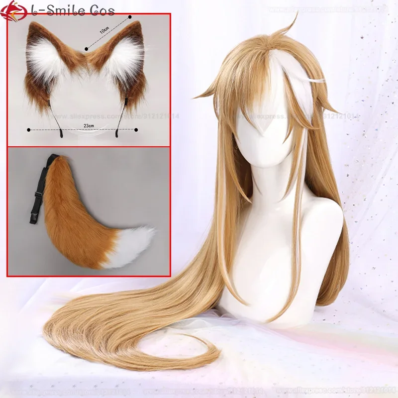 Gra Genshin Impact Miss Hina peruka do cosplay kobiety Gorou Anime peruki 100cm brązowe białe proste peruki termoodporne rekwizyty do cosplay