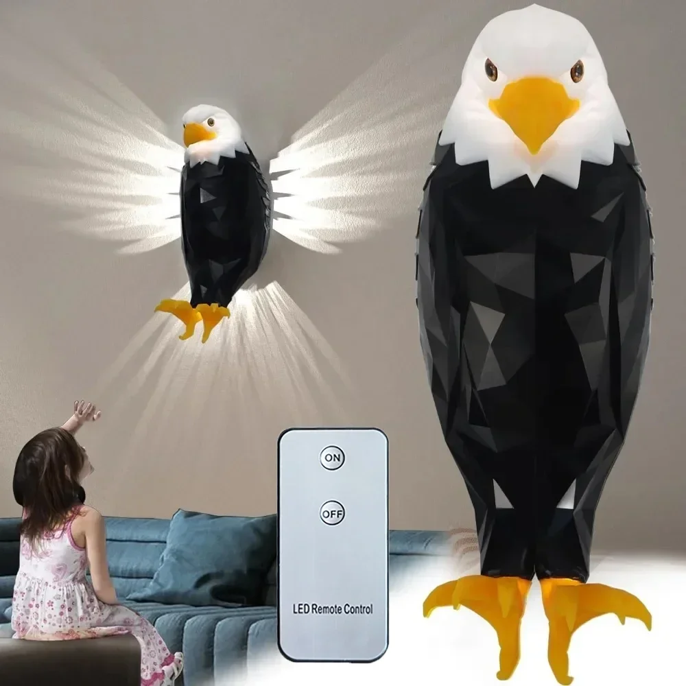 

3D Wall Lamp Eagle Shape Projector Modern Creative Atmosphere Lamp Light 3D Print Body Animal Lighting Lustre Halloween Christma