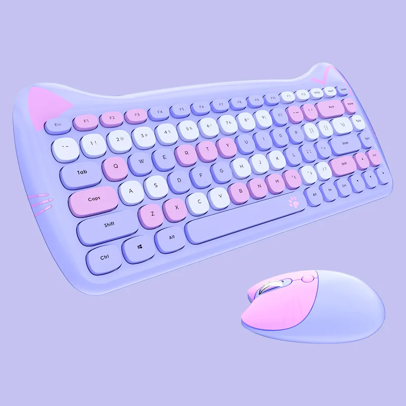 

Hand Meow Cute Wireless Keyboard Mouse Set Girls Cute Silent Chocolate Office Small Portable 87 Keys