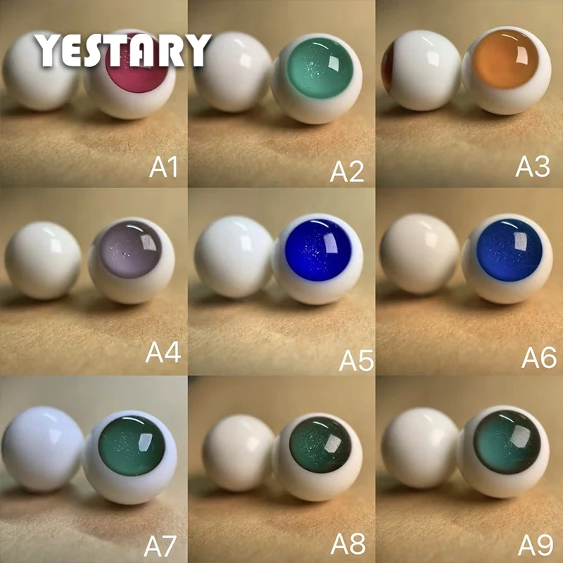 

YESTARY 3D Eyes For Toys Movables 1/6 BJD Doll Accessories 14MM Iris DIY Dolls Glass Eyes Sparkling Eyes Colored Dolls Eyeballs