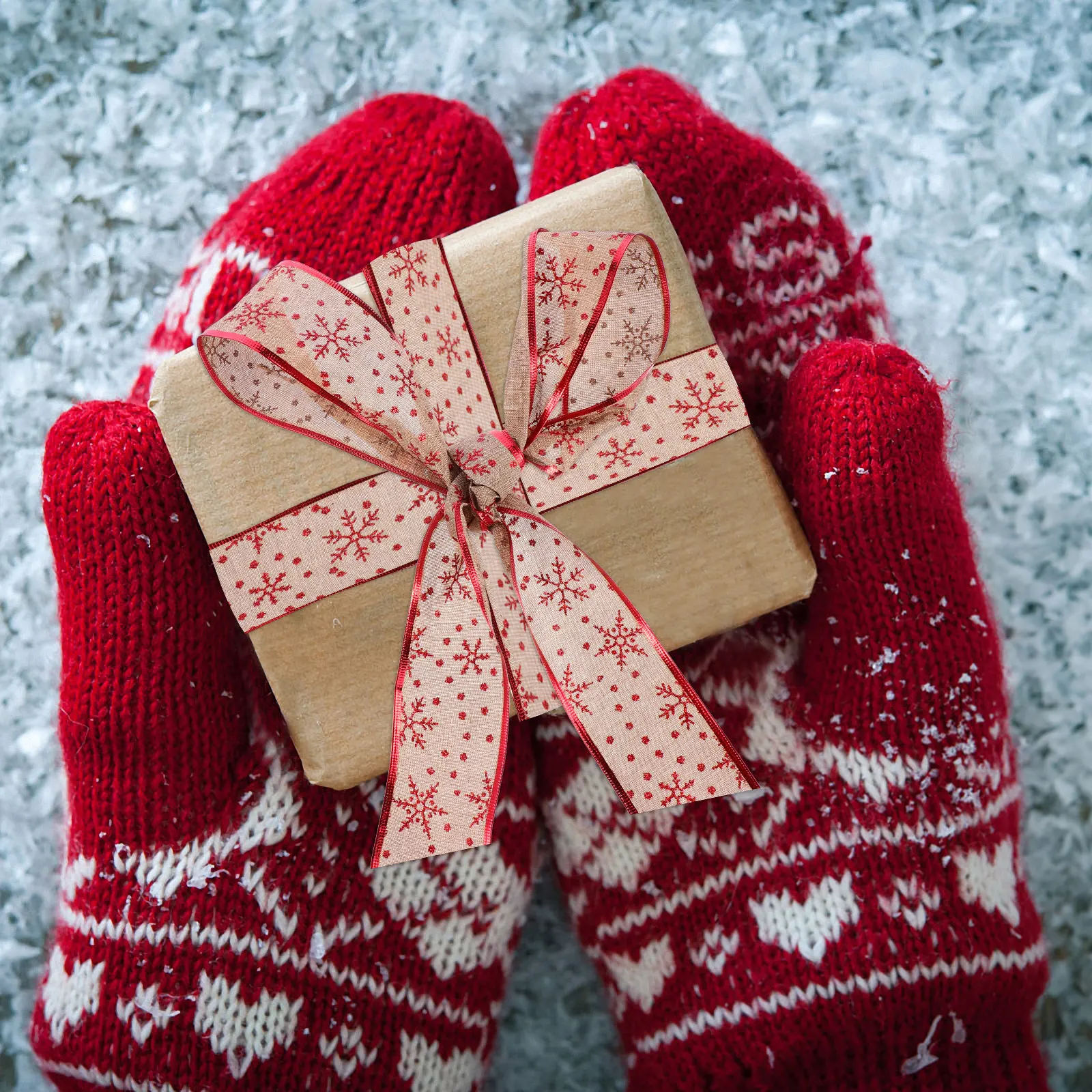 

2 Rolls Christmas Imitation Linen Ribbon Crafts Ribbon Gift Box Wrapping Xmas Decorative Ribbon